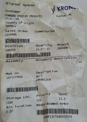 New | in-Stock Krones 1-071-11-042-0 Shipping Supplies Indiana US | J&J Industrial Supply #513260