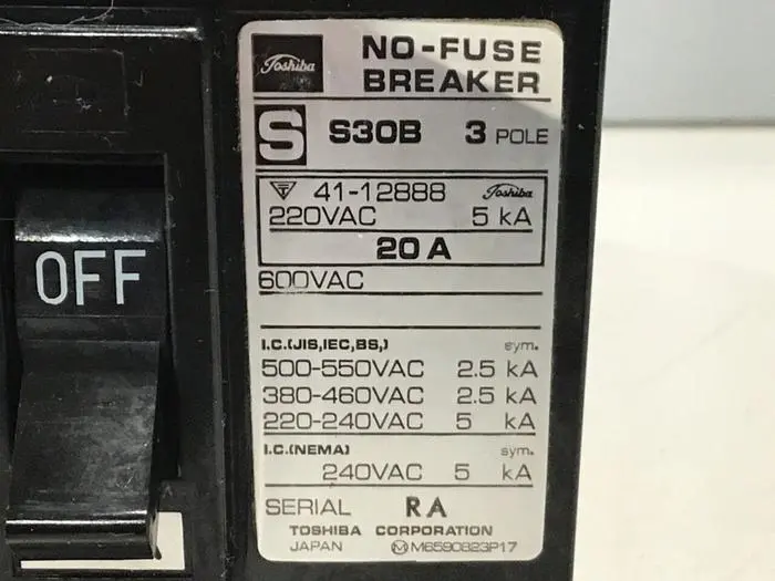 Used TOSHIBA S30B-3P-20A Circuit Breakers Michigan US | Ideal Machinery #603261