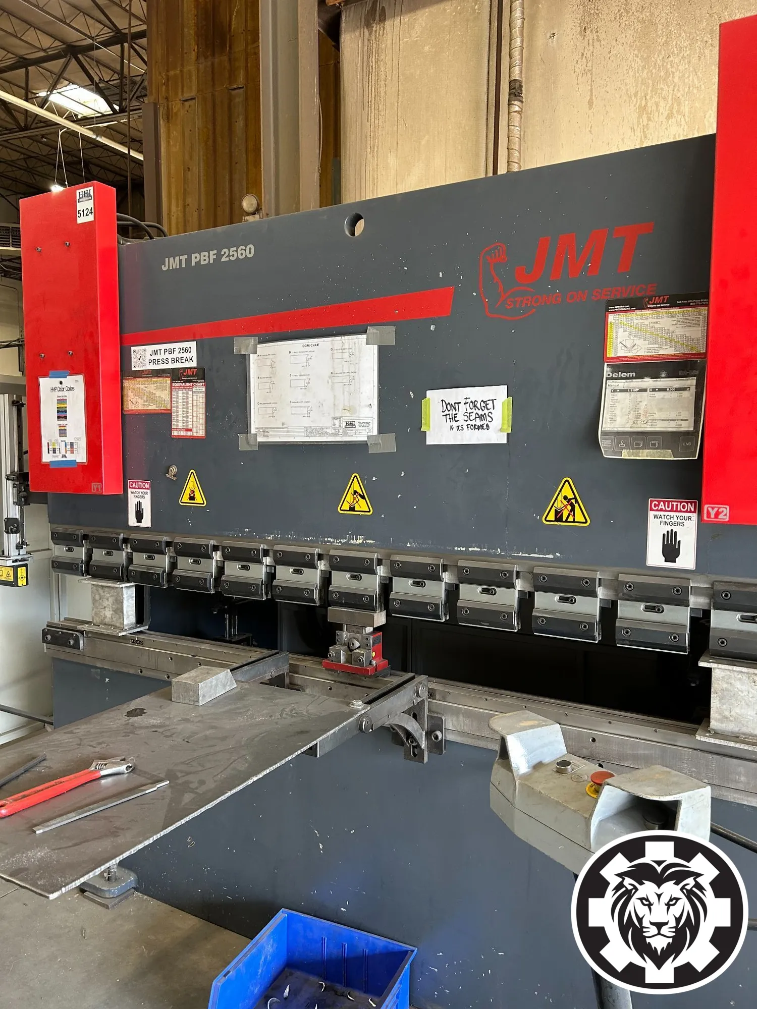 100 Ton x 12' JMT PBF 2560 CNC Press Brake, 2013 – Delem Control, Tooling Included