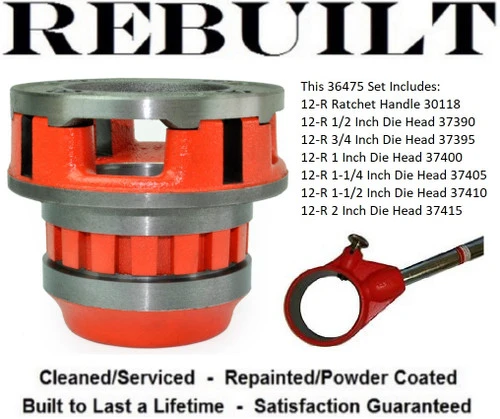 Ridgid 36475 12-R Pipe Threader Set, 1/2 - 2 inch NPT, Carry Case Not Included [Refurbished]