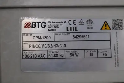 BTG CPM-1300 CONSISTENCY TRANSMITTER TYPE PH/Q0/M0/S2/H3/C10 NEW STOCK GF-572