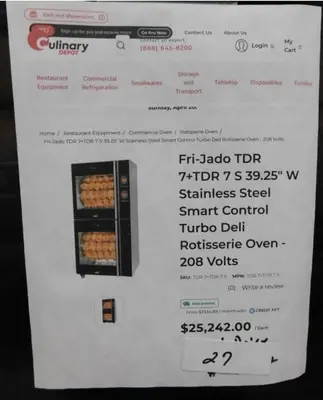 Used FRI-JADO TDR7-P Electric Ovens Georgia US | Southeast Equipment Sales #1005453