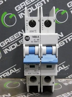 Lot of 4 Allen Bradley 1489-A2C400 Miniature Circuit Breakers 40A 240VAC Used