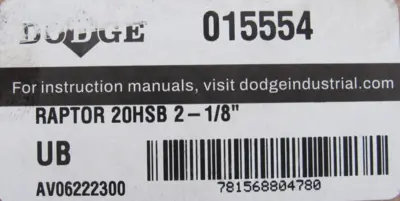 NEW DODGE 015554 HUB RAPTOR 20HSB 2-1/8"
