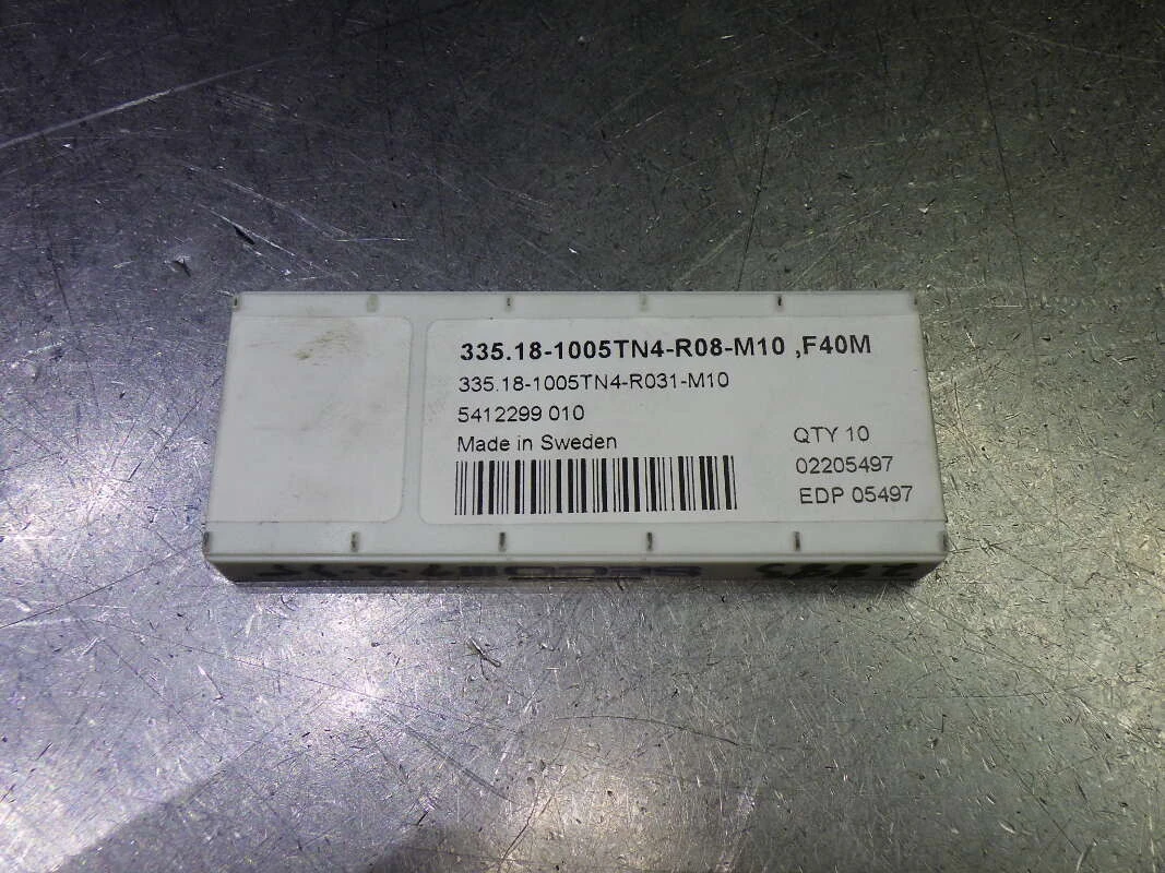 SECO Carbide Milling Inserts QTY10 335.18-1005TN4-R08-M10 F40M (LOC1036A)