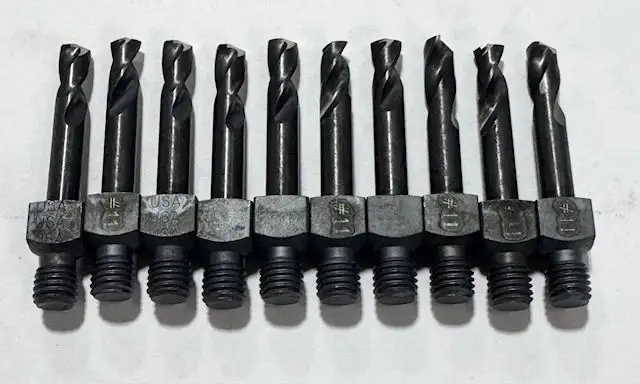 #11 HSS Threaded Shank Drills 1/4"-28 Hex Thread Stub Length 10 Pack USA Made