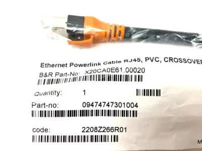 NEW B&R AUTOMATION ETHERNET POWERLINK RJ45 CROSSOVER CABLE 0.2M