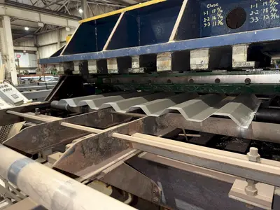 36" HI-RIB (7.2 TYPE) PANEL RAFTED ROLLFORMER LINE;  INCLUDES UNCOILER, ROLLFORMER & FLYING CUTOFF SHEAR: YOBRO #24156