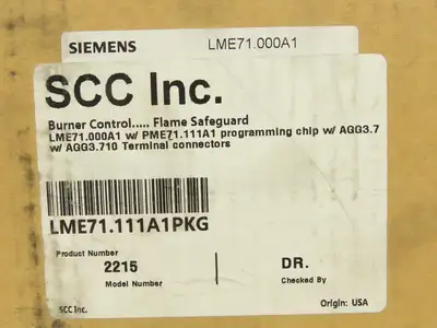 SCC LME71.111PKG Siemens Flame Safeguard Burner Control w Program Module 120VAC