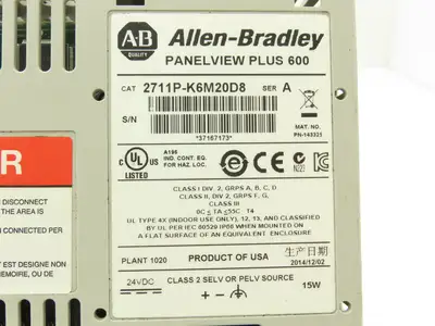 Allen Bradley 2711P-K6M20D8 PanelView Plus 600 Graphic Terminal Series A -READ