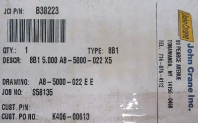 NEW JOHN CRANE B38223 SEAL 8B1 5.000 A8-5000-022X5