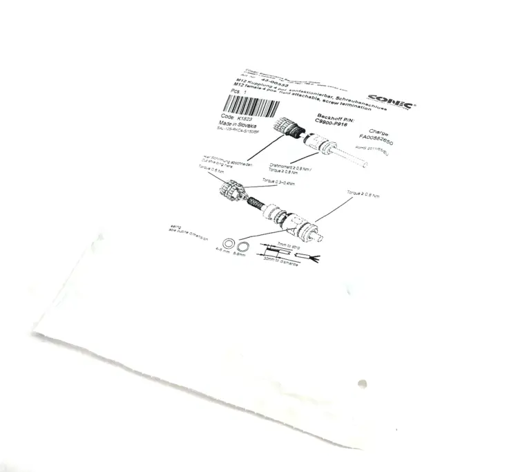 New | in-Stock Conec, Beckhoff Field Attachable M12 Socket, Female 5-Pin Electrical Fittings Michigan US | Maverick Industrial Sales #1390780