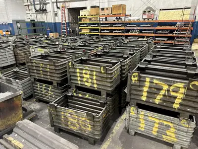 36” x 18” x 18” STEEL STACKABLE PARTS BIN TUB CONTAINER WITH DUMP DOOR, 200+ AVAILABLE: YOBRO #25062