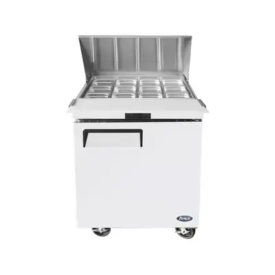 New | in-Stock Atosa New Atosa MSF8305GR 27" Mega Top Sandwich Prep. Table with (12) 6" Deep Poly Pans Food Prep Tables Illinois US | Falcon Restaurant Supply #1375354