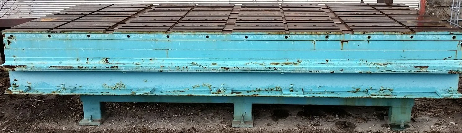 USED FLOOR PLATES T-SLOTTED LAYOUT TABLE  58"W X 137-1/2"L X 32"H