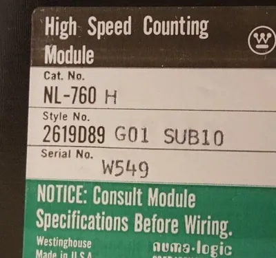 NEW WESTINGHOUSE NUMA LOGIC NL-760 H HIGH SPEED COUNTER NL760H