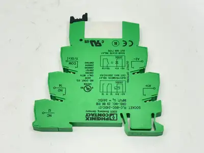 2966016,PLC-BSC-24DC/21 | Phoenix Contact PLC-BSC-24DC/21 Relay Base 2966016 w/ 2961118 6A 250V Relay - Used