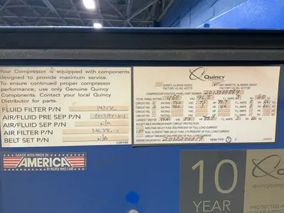 Used 2013 QUINCY COMPRESSOR QGV75 Rotary Screw & Sliding Vane Air Compressors Ohio US | HGR 24 #1482243