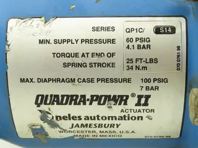 Neles-Jamesbury QP1C/S14 Quadra-Powr II Pneumatic Valve Actuator 60PSI 25Ft-lbs