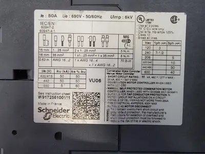 Used TELEMECANIQUE GV3P50 Switchgears British Columbia CA | Lenmark #239070
