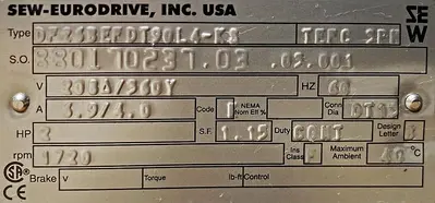 NEW Sew-Eurodrive Electric Motor with Reeves Drive and Stirrer Attachment, for stirring a 300 Gallon Kettle