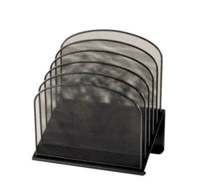 Safco Onyx Mesh 5-Tier Desk Organizer, 12"H x 11 1/4"W x 7 1/4"D, Black