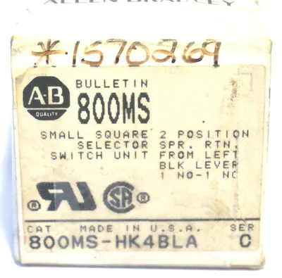 2 NEW ALLEN BRADLEY 800MS-HK4BLA SELECTOR SWITCH SER. C 800MSHK4BLA