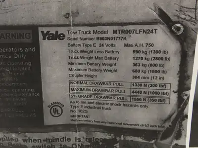 Yale Operator Rubber Cab Cushion Removed From MTR007LFN24T Stand Up Tow Truck