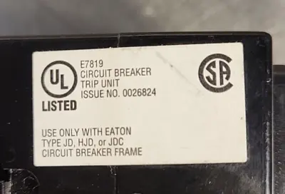 UL Listed E 7819 Circuit Breaker Trip Unit Thermal Magnetic (BIN 3.5.1)