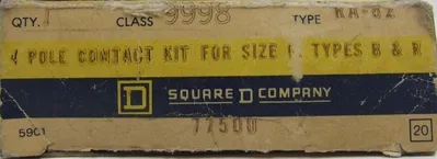 NEW SQUARE D 9998-RA82 4 POLE CONTACT KIT TYPE RA82