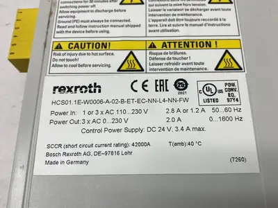 USED BOSCH REXROTH INDRADRIVE COMP CONVERTER HCS01.1E-W0006-A-02-B-ET-EC-NN-L4-NN-FW