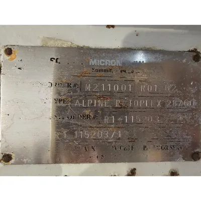 USED HOSOKAWA MICRON POWDER SYSTEMS ROTOPLEX 28/60