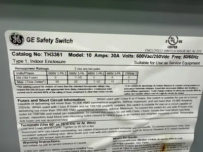 Used GENERAL ELECTRIC TH3361 Safety Products (Other) Ohio US | HGR 24 #1283994