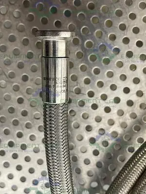 USED 240" STAINLESS STEEL BRAIDED HOSE W/ 1" TO 1/2" SANITARY FITTING
