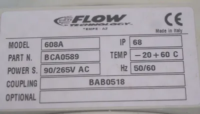 NEW FLOW TECHNOLOGY 608A FLOWMETER W/ EL500 BASE BCA0589 , BAB0518