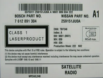 NEW NISSAN 25915-1JU0A NAVIGATION SATELLITE STEREO 7-612-891-304 259151JU0A