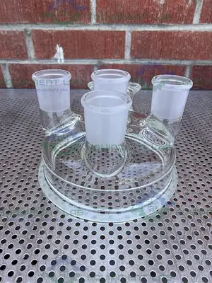 NEW CHEMGLASS CG-1946-50 REACTION VESSEL 5 NECK LID 200MM, 45/50 JOINTS.