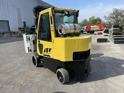 12,000 POUND HYSTER MODEL S120FTPRS ENCLOSED CAB ROLL CLAMP FORKLIFT MFG. 2017