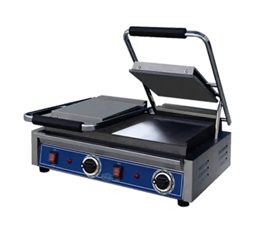 Globe GSGDUE10 Bistro Series Double Sandwich Grill with Smooth Plates - 20" x 10" Cooking Surface - 208/240V, 3200W