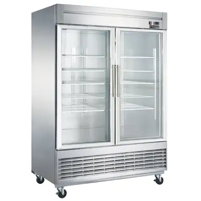 New | in-Stock Dukers New Dukers D55R-GS2 Bottom Mount Glass 2-Door Commercial Reach-in Refrigerator Display Refrigerators Illinois US | Falcon Restaurant Supply #1376294