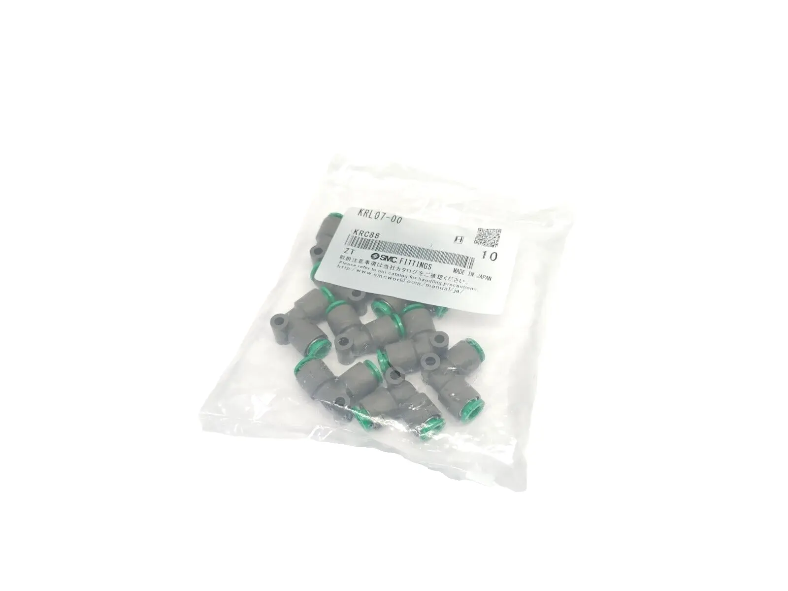 KRL07-00 | SMC  Flame Resistant One-Touch Pneumatic Elbow Fitting 1/4" Tube 10-PK - New