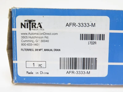 New | in-Stock Nitra Pneumatics AFR-3333-M Air Pressure Regulators California US | ANACAPA EQUIPMENT BROKERS, INC #1480487