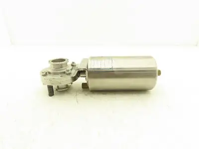 AJC10B-7-4-15-20 2-Way Sanitary Butterfly Valve 1.5" Pneumatic Air Actuated 304L