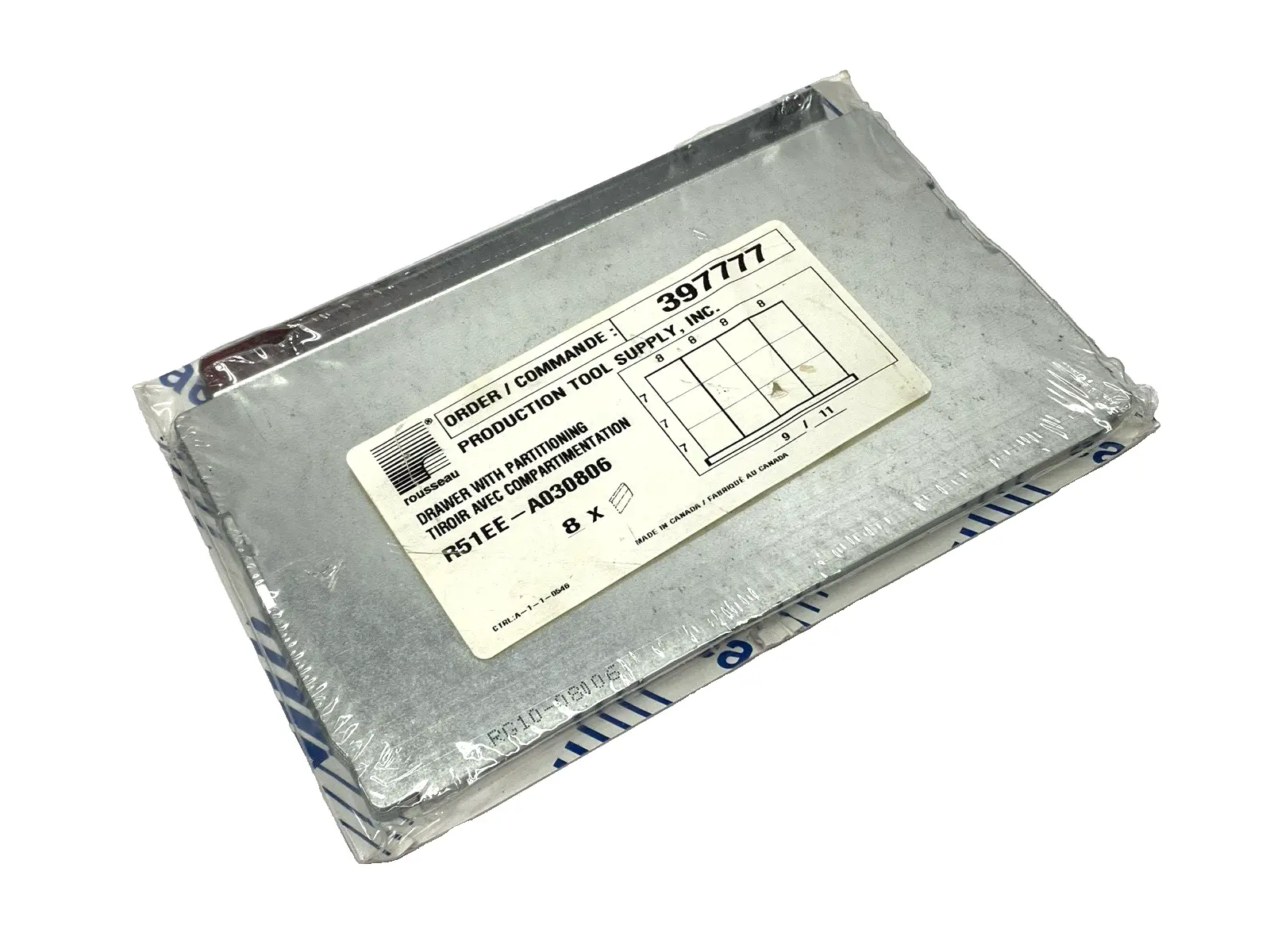 NEW ROUSSEAU METAL DRAWER WITH PARTITIONING PKG OF 8
