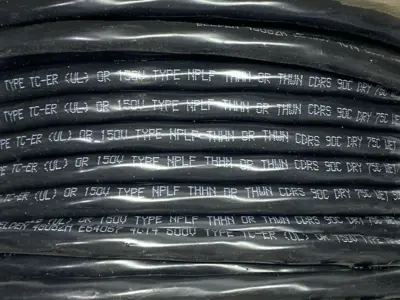 USED BELDEN TRAY & TC CABLE BLK PVC JKT 4-CONDUCTOR 14AWG 600V SPOOL OF 120'