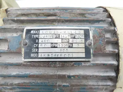 Louis-Allis CJ4NB AC Motor 1.5Hp 1750 RPM 460V 3PH 145T