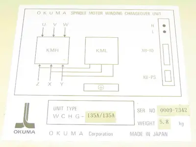Okuma WCHG-135A/135A Spindle Motor Winding Change Over Unit 120V Coil