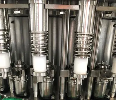 USED 2017 ZHANG J IAGANG, BEIJING CHINA TRI-BLOCK 40 VALVE BOTTLE RINSER, FILLER, CAPPER
