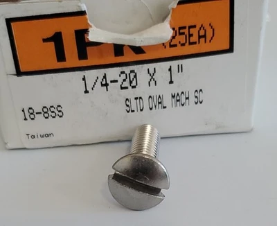 *NEW IN BOXES* LOT OF 100 18-8SS Sltd Oval Mach Sc 1/4-20x1" + Warranty!