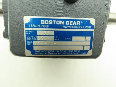 Boston Gear 718-20-H Worm Gearbox 20:1 Reducer 1Hp 88rpm Dual Shaft Output